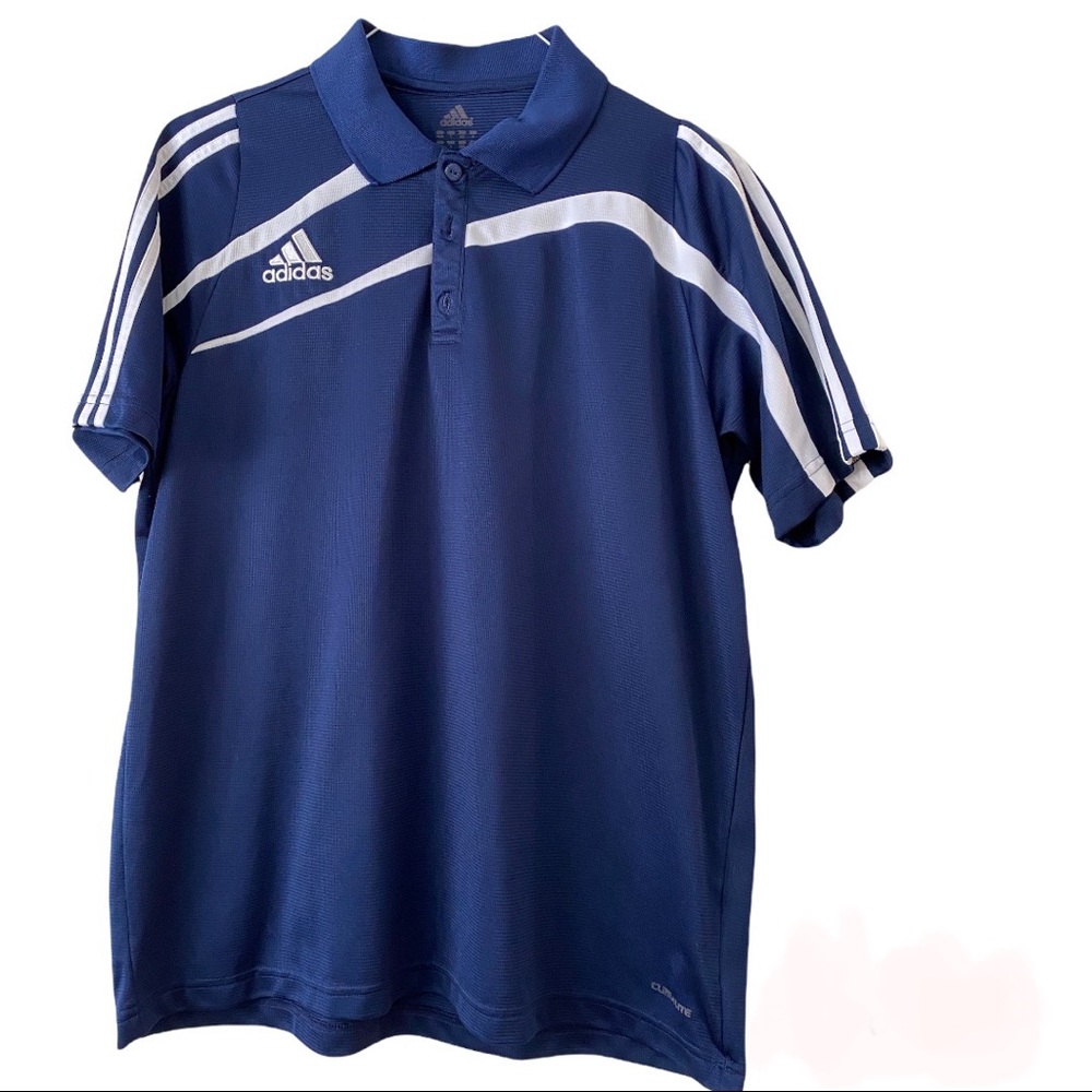 Adidas blue short sleeve Climacool Mens shirt L, soccer